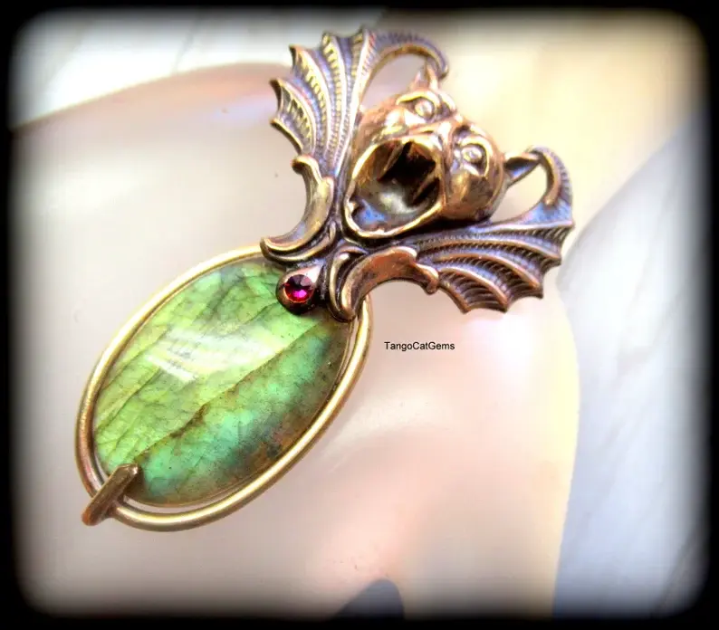Thumbnail: Labradorite Pendant Necklace Gothic Scream