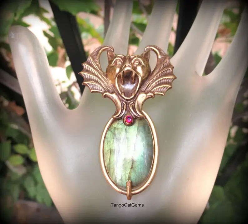 Thumbnail: Labradorite Pendant Necklace Gothic Scream