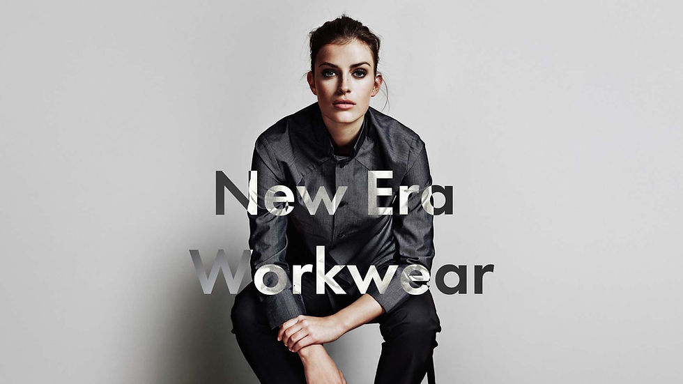Model wearing tailored workwear from AUX Corporate Fashion.