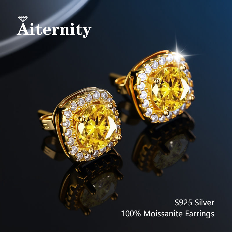 Thumbnail: D VVS1 Moissanite Stud Earrings For Women Pass Diamond Tester Pen S925 Platinum 