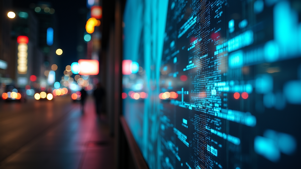Close-up view of digital billboard displaying AI-generated movie poster
