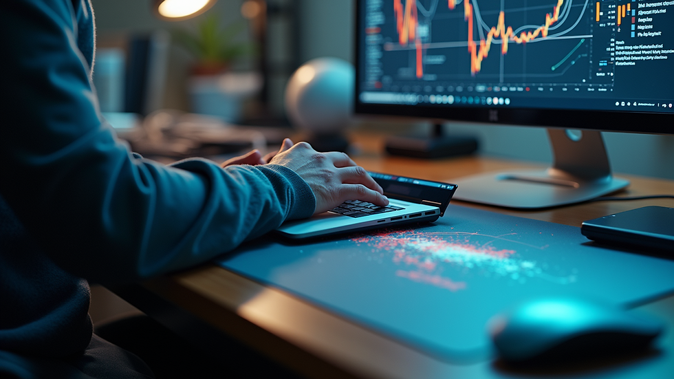 Close-up view of digital artist working on AI-generated visual effects