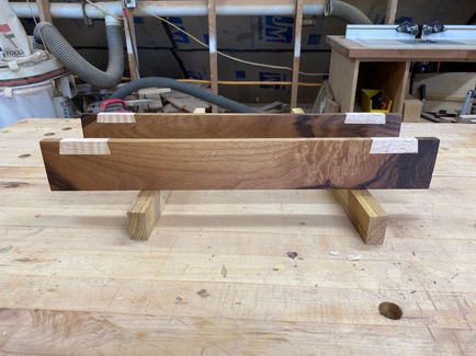 Walnut Birdseye maple winding sticks. 18" wide. Finished in Danish Oil.