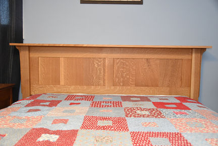 Quarter-sawn white oak queen size bed finished in Odies Oil.
