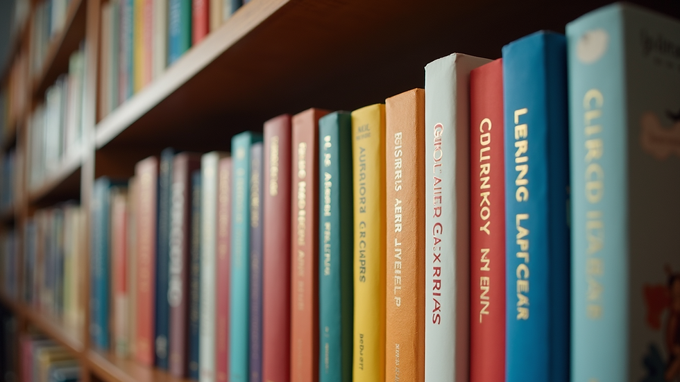 Close-up view of a colorful bookshelf filled with diverse GLBTQ literature