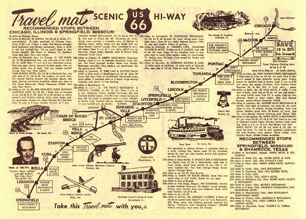 Route-66-Chicago-IL-to-Springfield-MI-Map