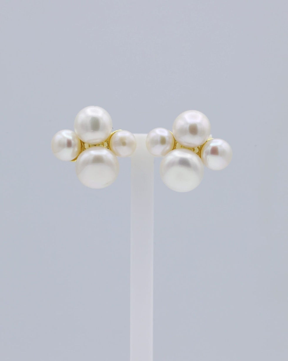 Brincos prata dourada 1.7g - quatro pérolas
