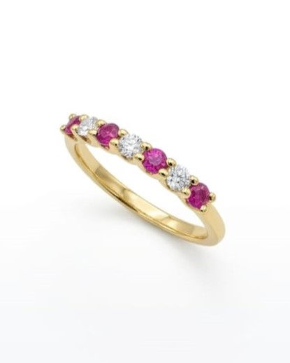 Miniatura: Anel ouro amarelo 19.2kt 3.1g - rubis e diamantes, vista lateral