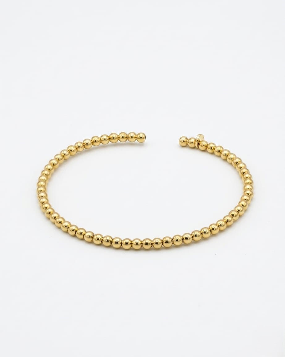 Pulseira rígida prata dourada 4.6g - bolas justapostas
