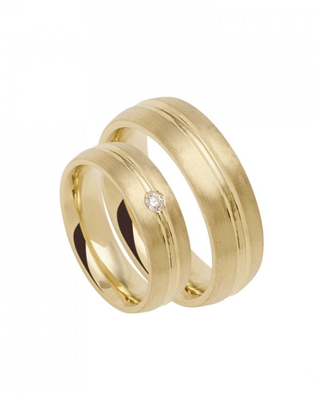 Miniatura: Aliança ouro 19.2kt 6mm amendoada - sulco centro uma pedra