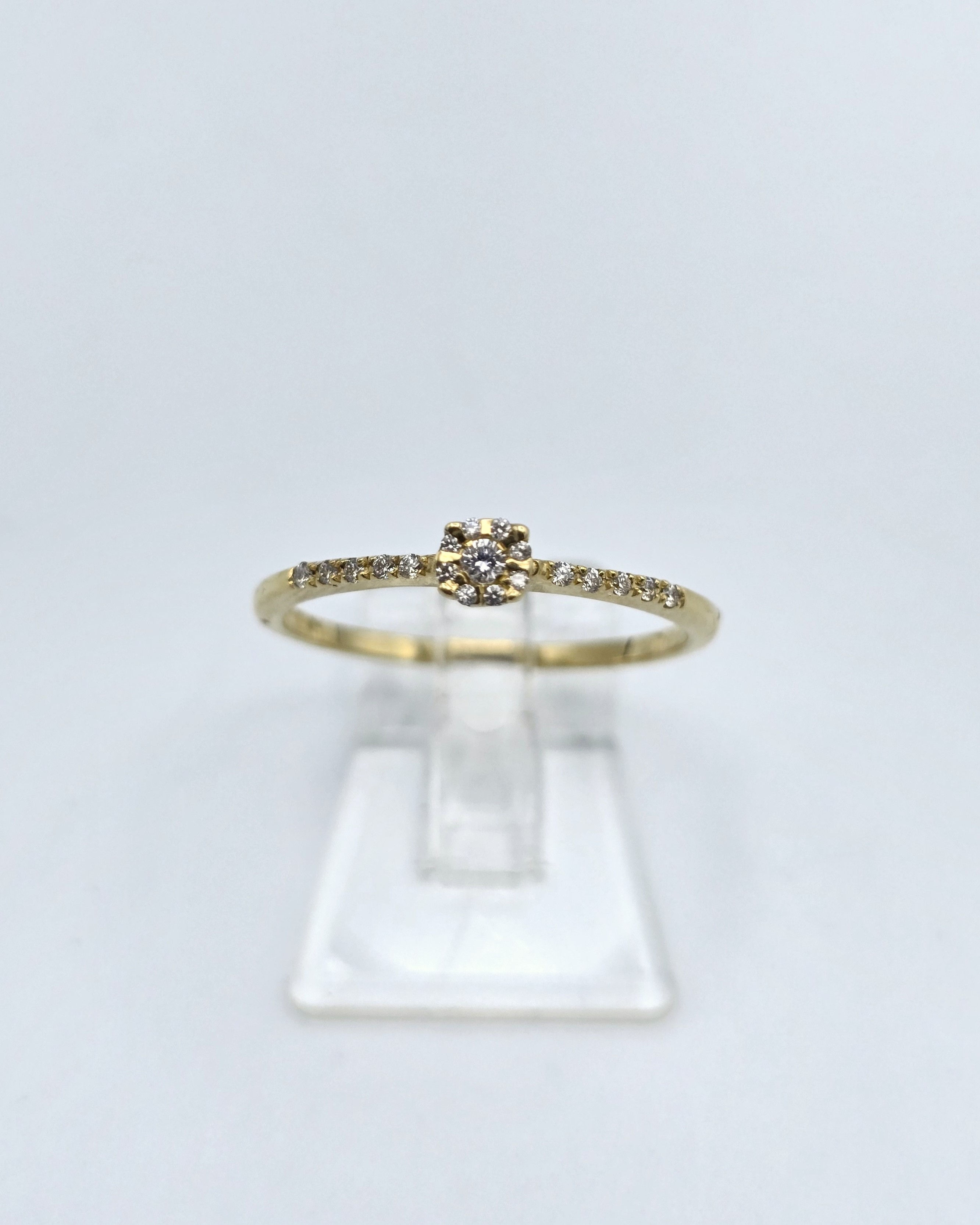 Anel ouro amarelo 19.2kt 1.7g - diamantes, vista frontal