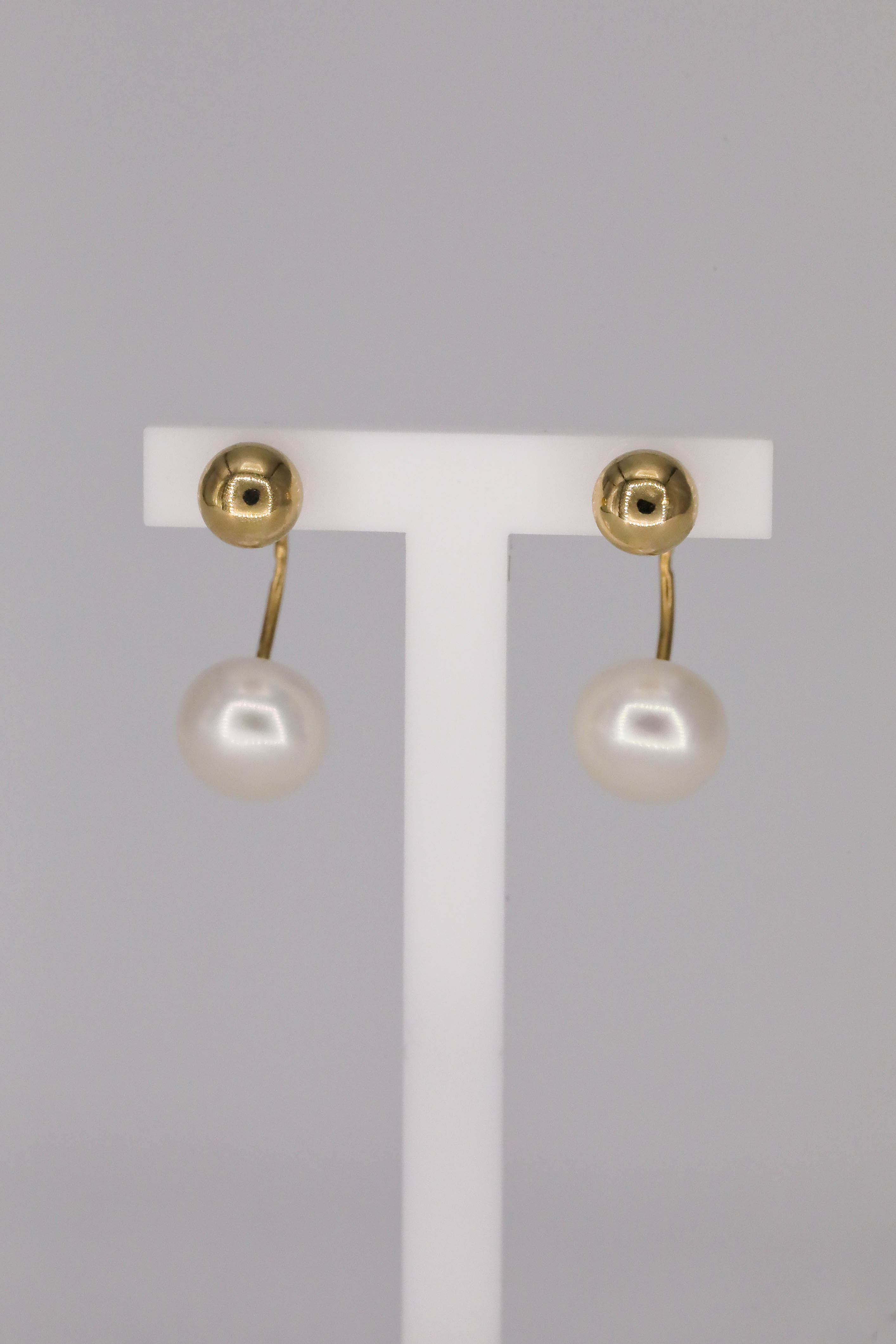 Brincos ouro amarelo 9kt 1.3g - pérola e esfera 12mm