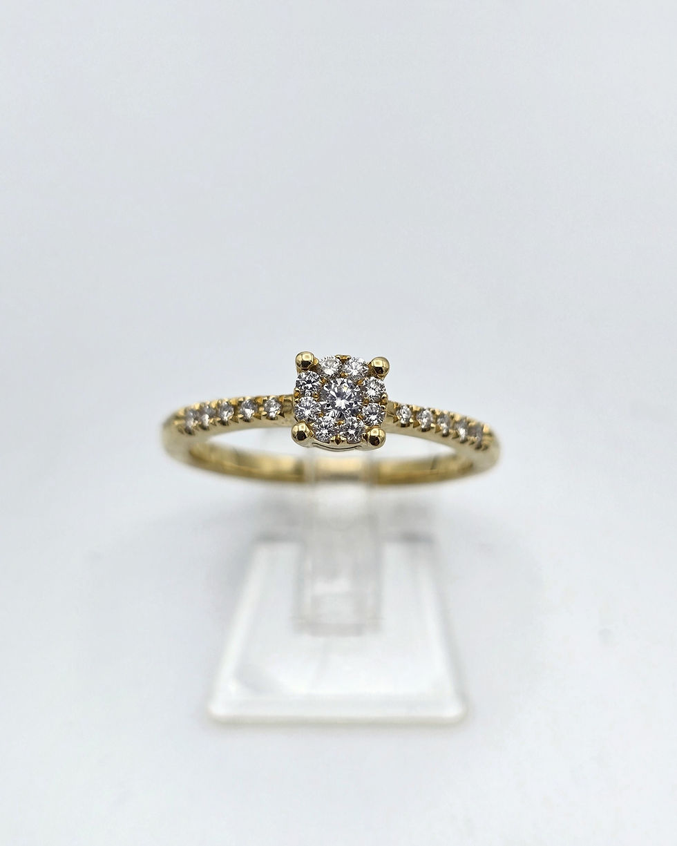 Anel ouro amarelo 19.2kt 3.1g - diamantes, vista frontal