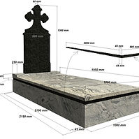 Monumente funerare din granit masiv negru și gri deschis
