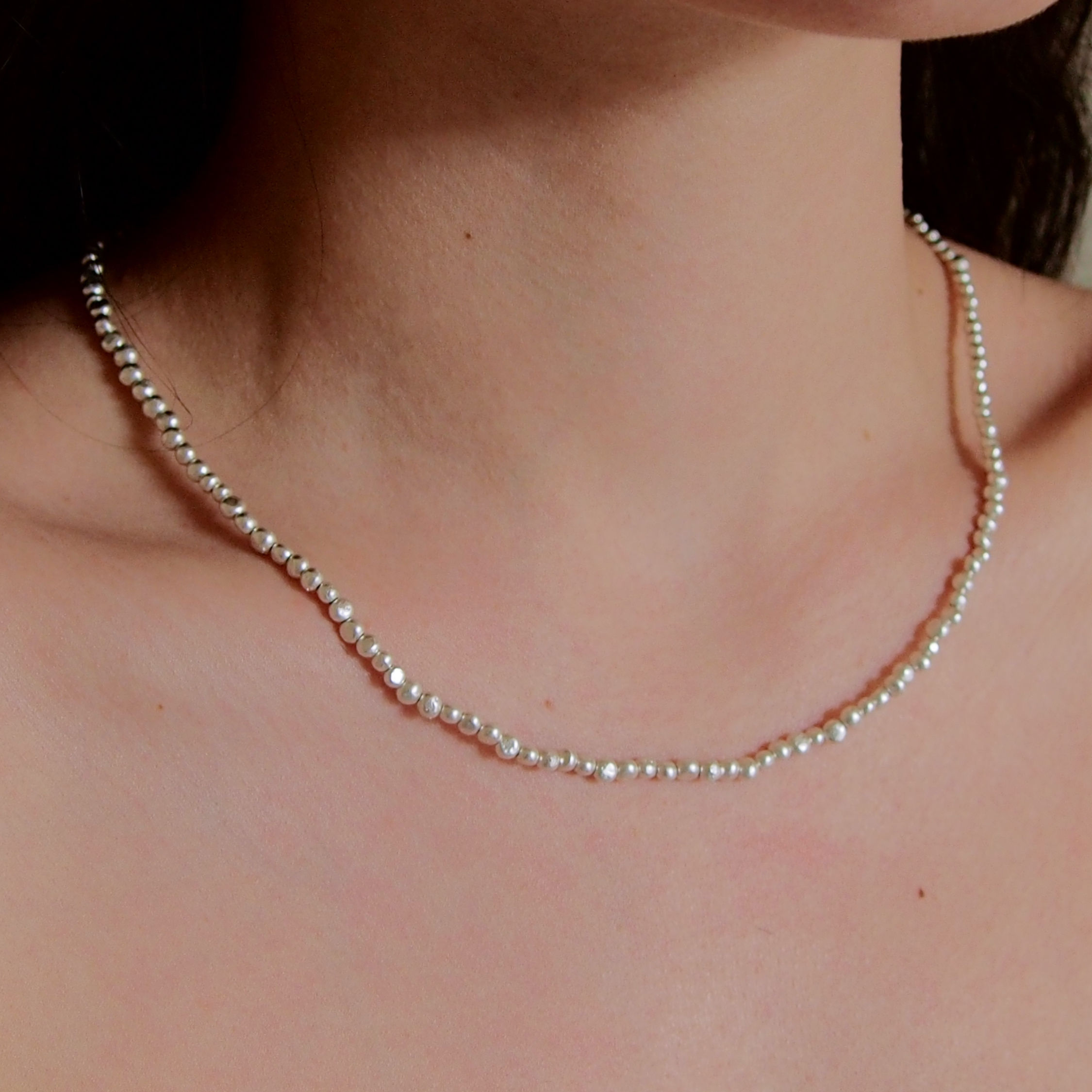 Olympia Beaded Necklace - Fine Silver