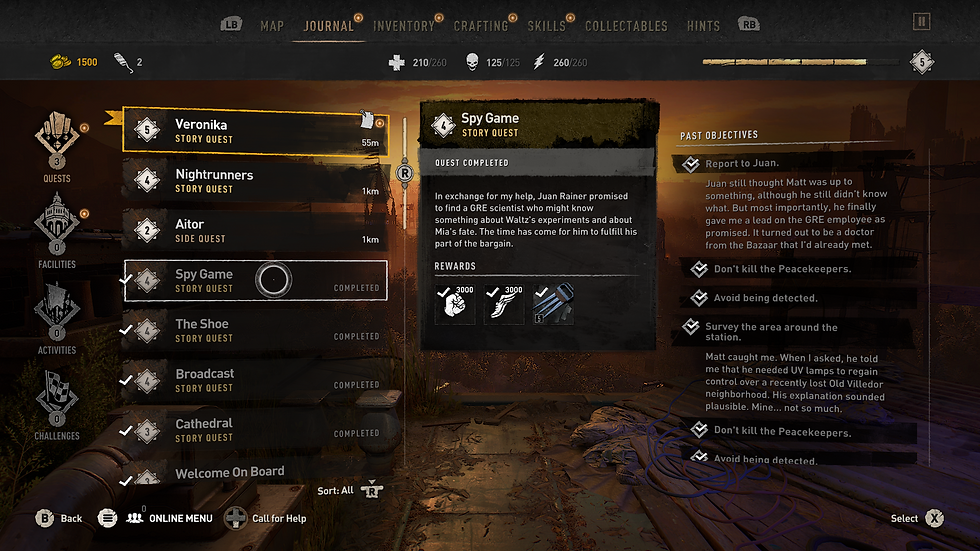 Journal Menu