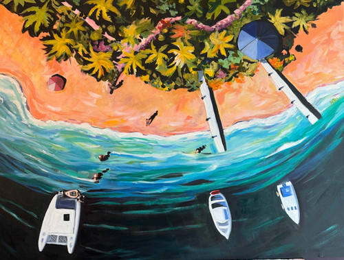 Beach Aerial View - original oil painting | Judi Leblanc