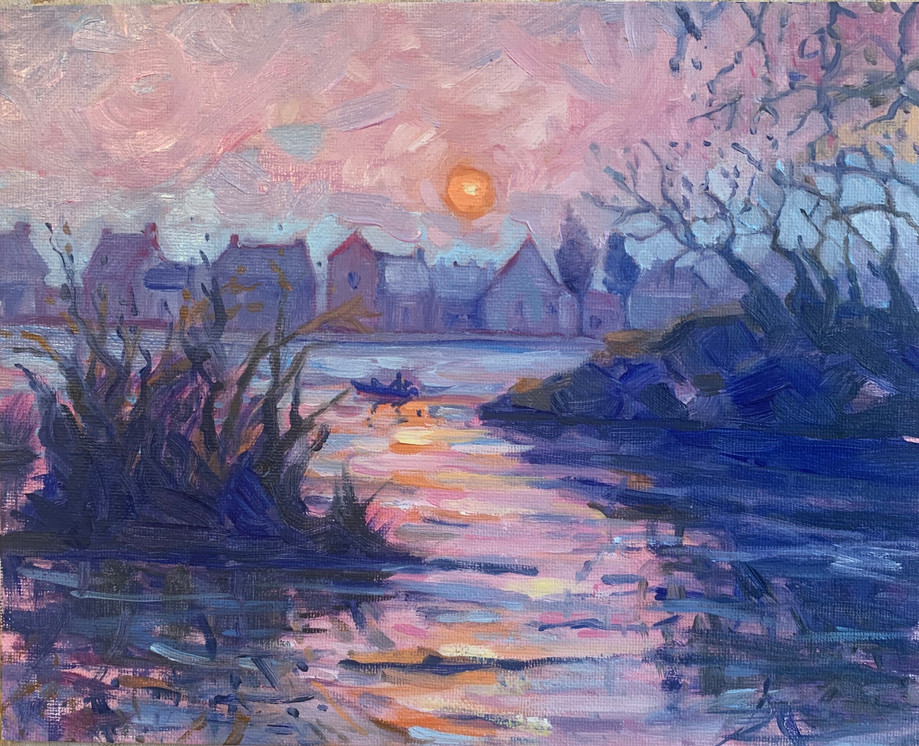 *Along the Seine, oil on panel 8x10" $220 REDUCED