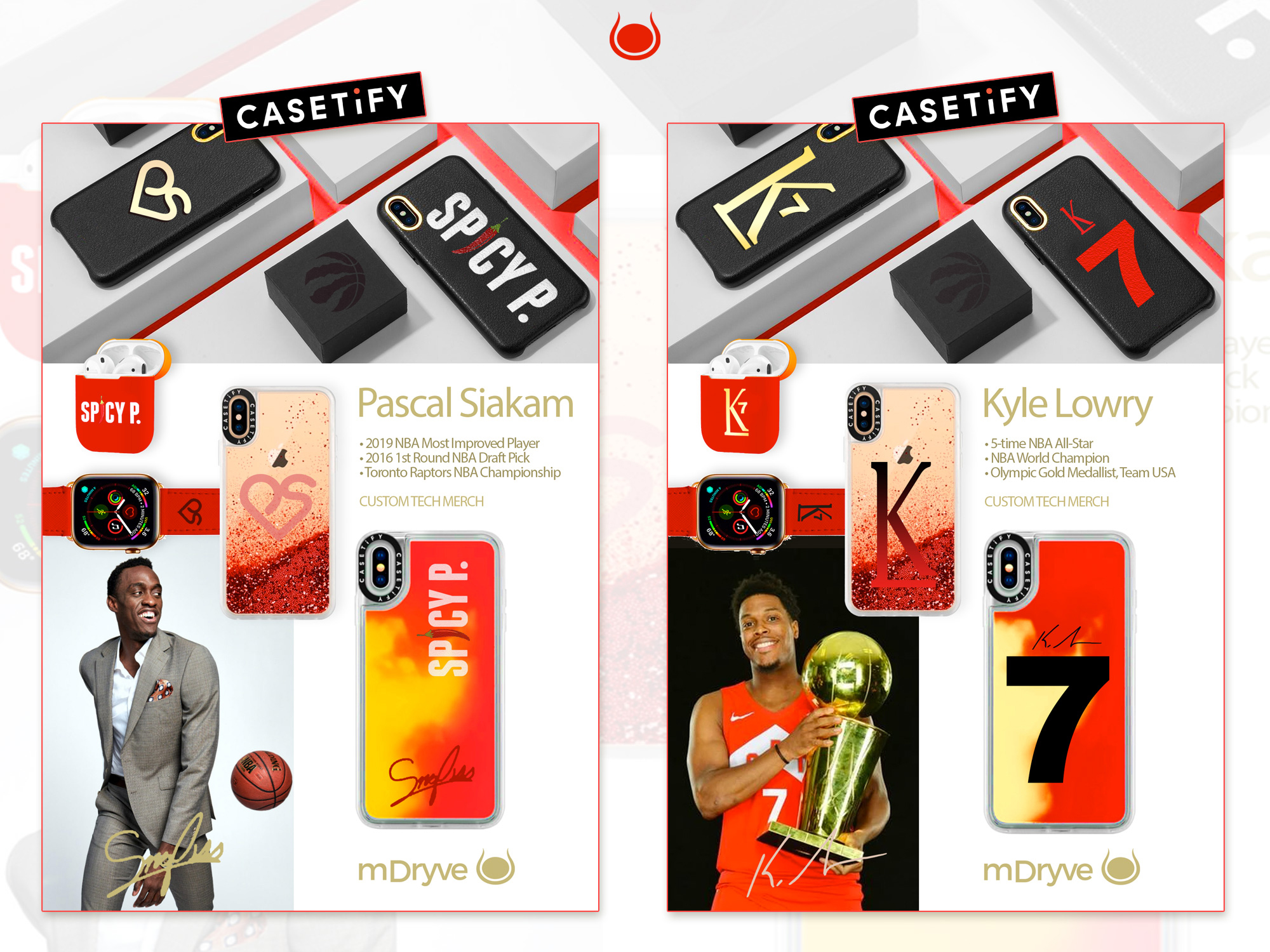 toronto raptors kyle lowry and pascal siakam featured in a social media campaign with Casetify and Based Human Creative