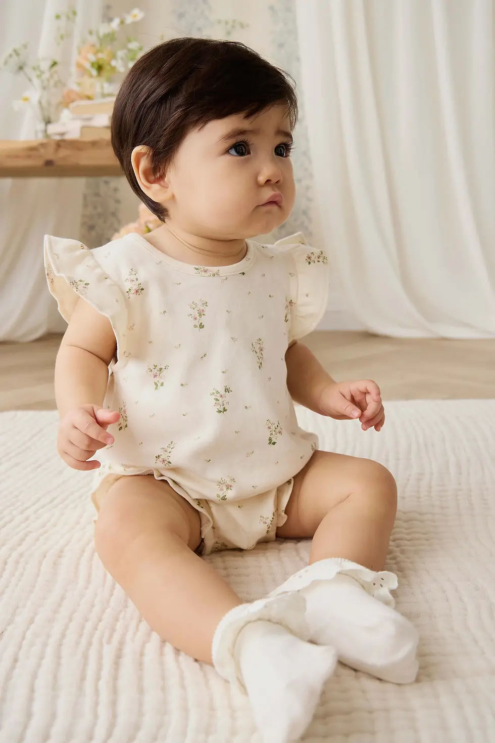 Jamie Kay Organic Cotton Adrienne Playsuit - Josepha Egret Small Singapore Mellow Children Baby Shop