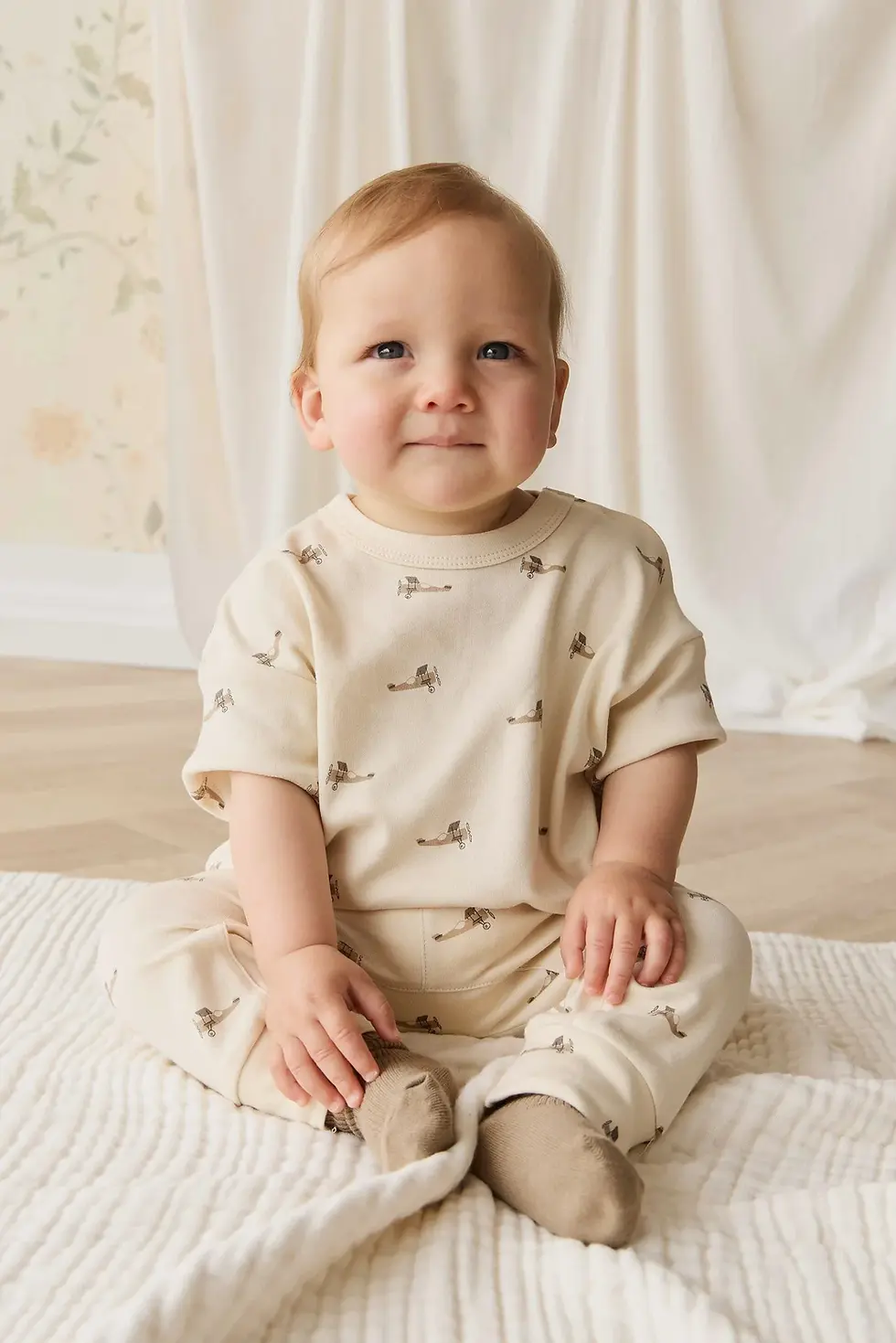 Thumbnail: Jamie Kay Pima Cotton Wesley Tee - Fly High Vanilla Cream