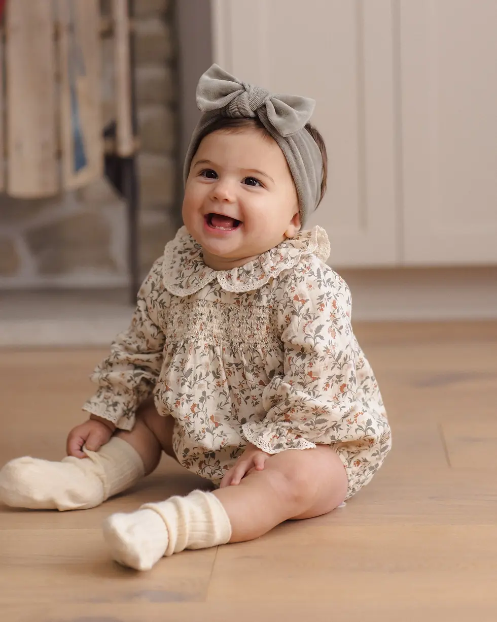 Quincy Mae Callie Romper, Holiday Floral Mellow baby shop singapore