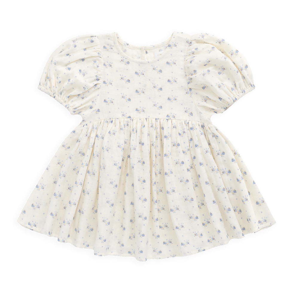 Jamie Kay Organic Cotton Muslin Frannie Dress - Molly Blue Mellow Baby Stop Clothes
