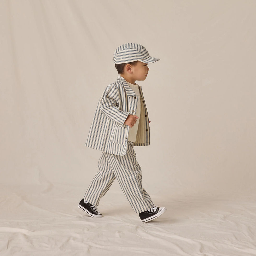 Quincy Mae Baby Cap - Ocean Pinstripe Singapore Mellow Baby Store