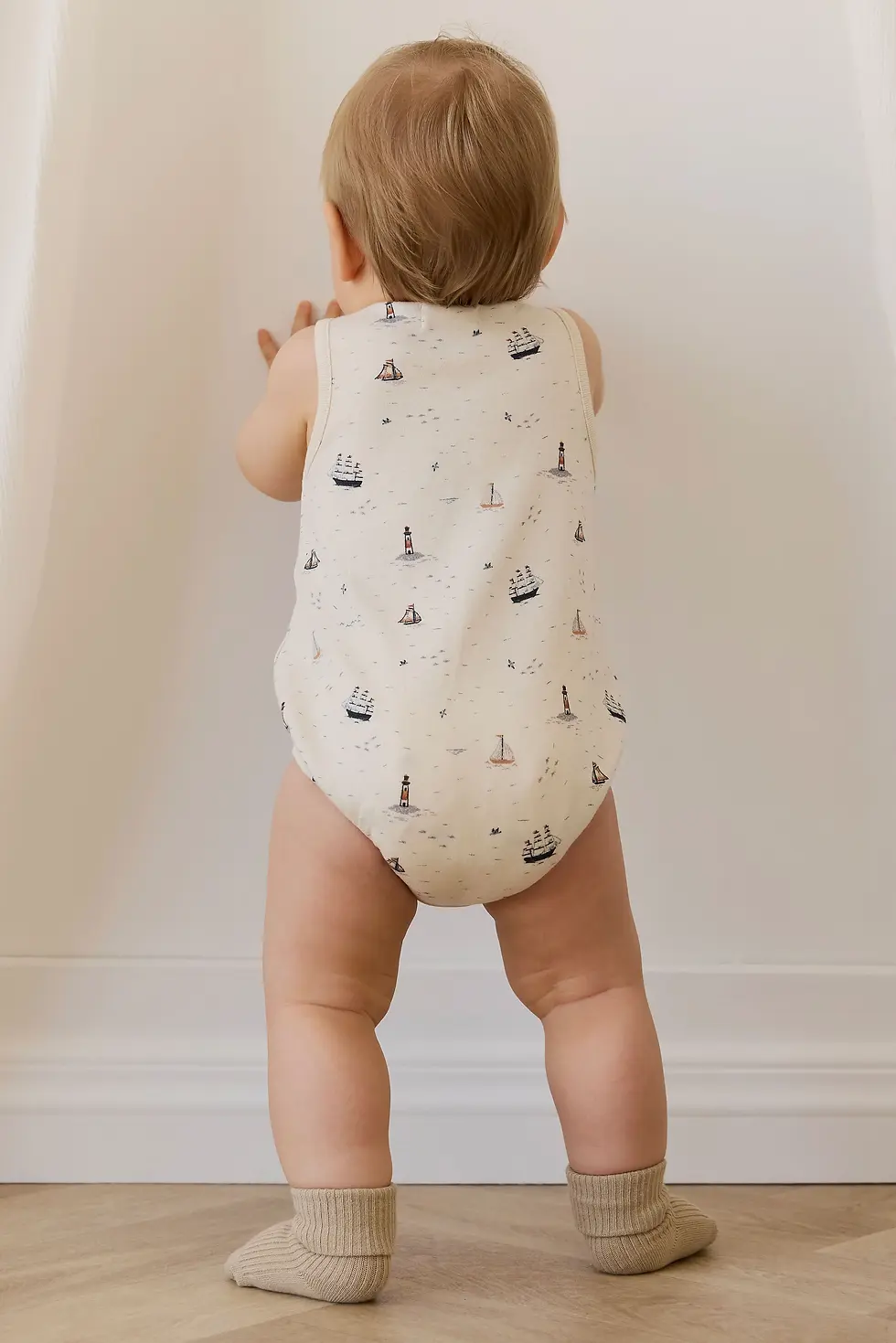 Thumbnail: Jamie Kay Organic Cotton Archie Playsuit - Sailing Day Mellow Singapore Baby Clothes Shop