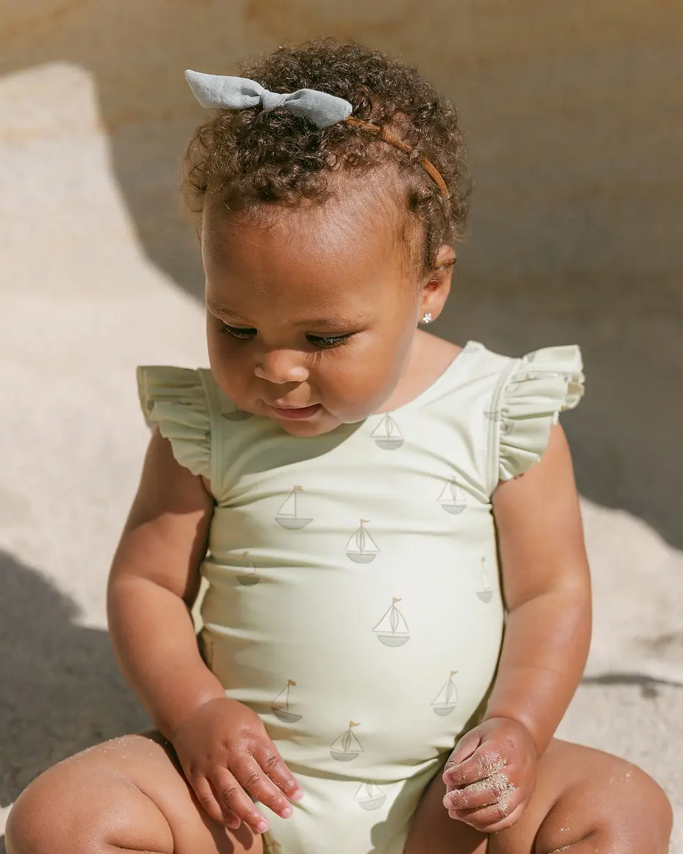 Thumbnail: Quincy Mae Scoop Back Girl Swimsuit - Sailboats