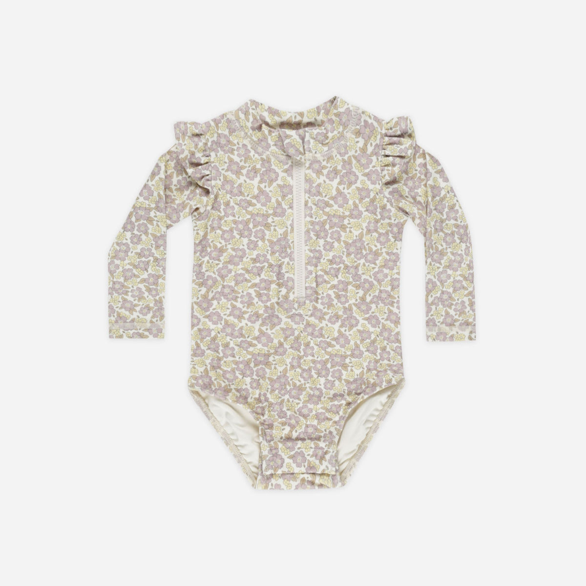 Quincy Mae Byron Girl Rashguard Swimsuit - Purple Blossom