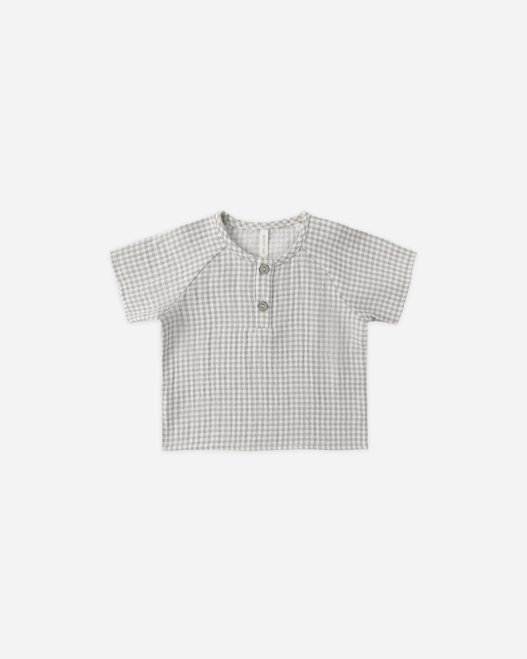 Quincy Mae Short Sleeve Zion Shirt, Sage Gingham
