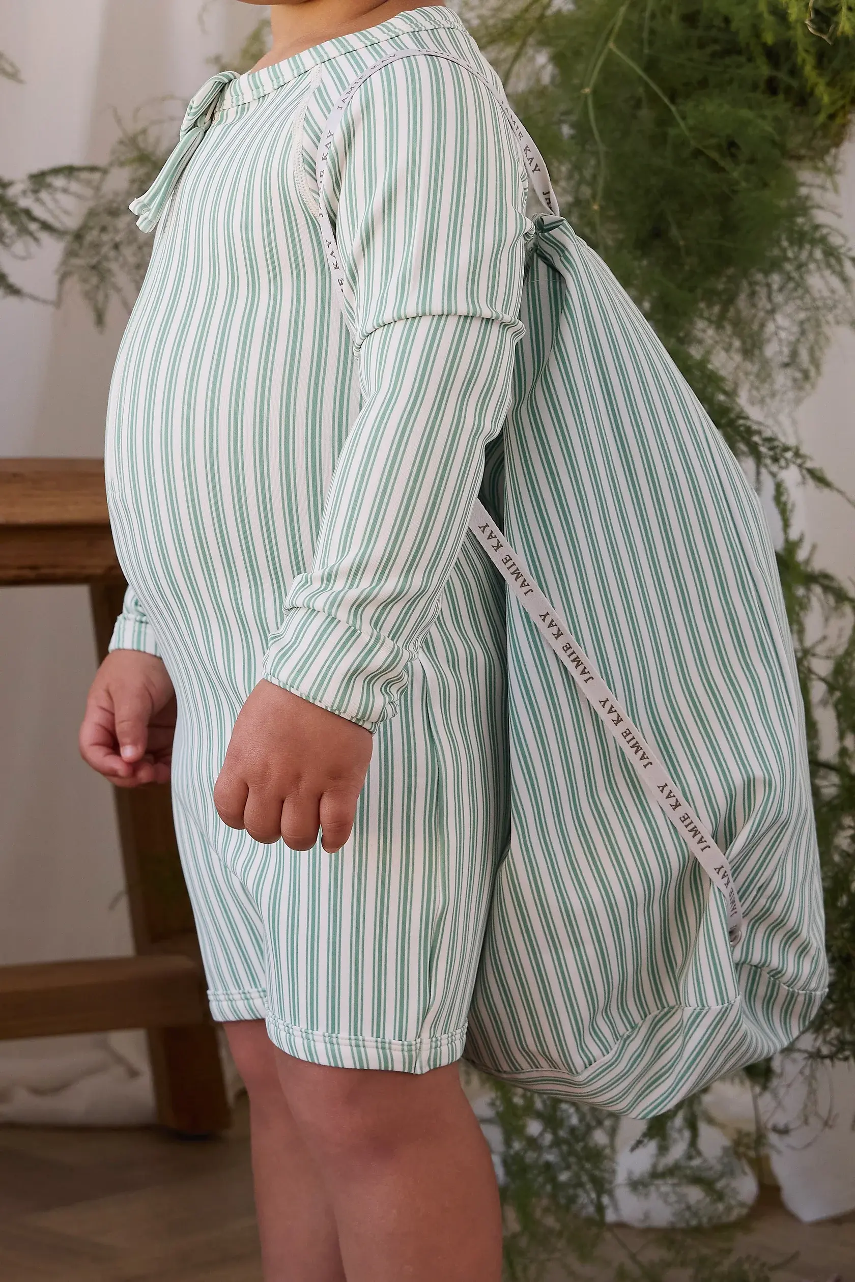 Jamie Kay Swim Bag - Variegated Stripe Snow Pea