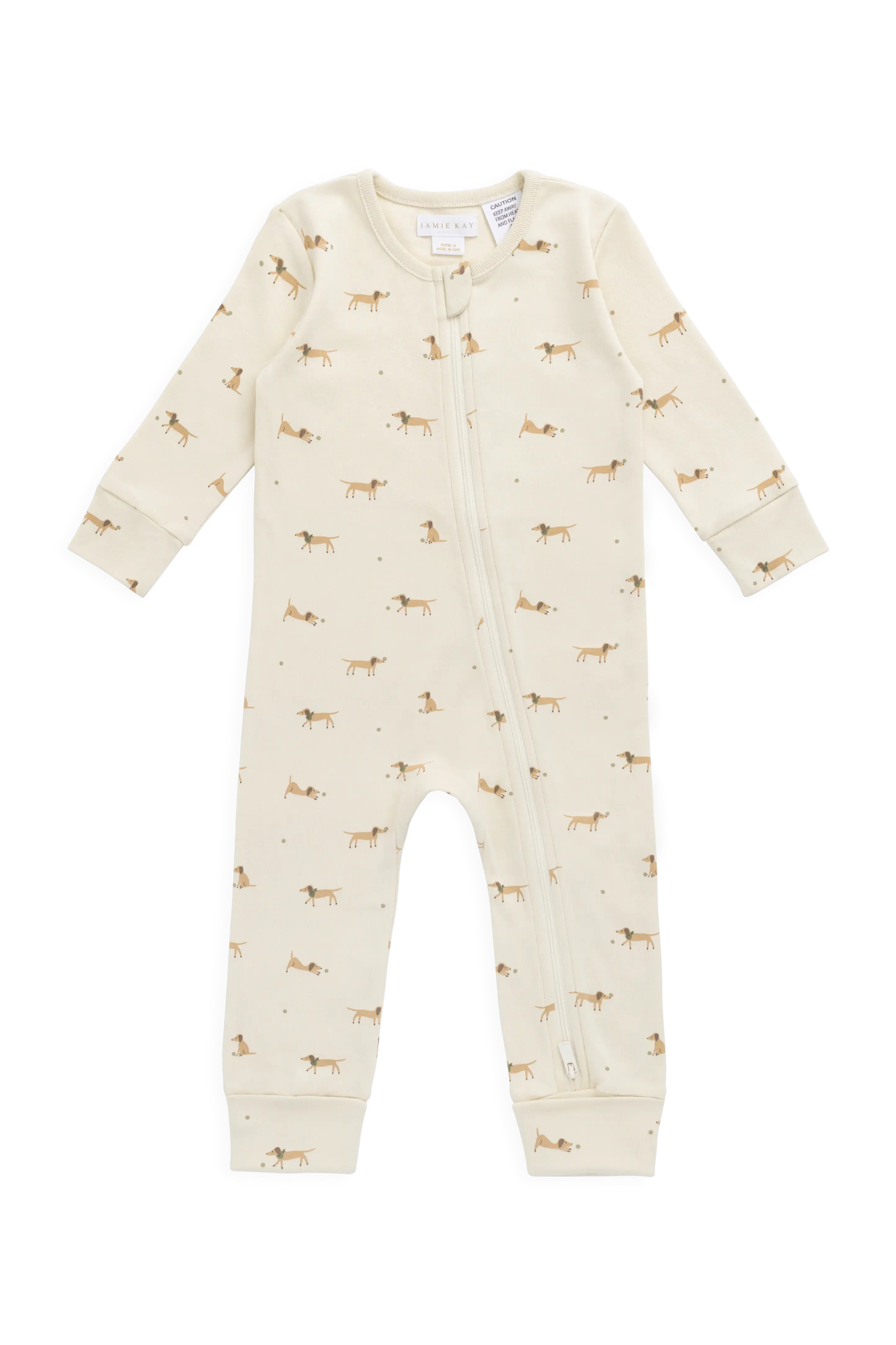 Jamie Kay Organic Cotton Reese Zip Onepiece - Play Ball Cassava Mellow Baby Shop Singapore
