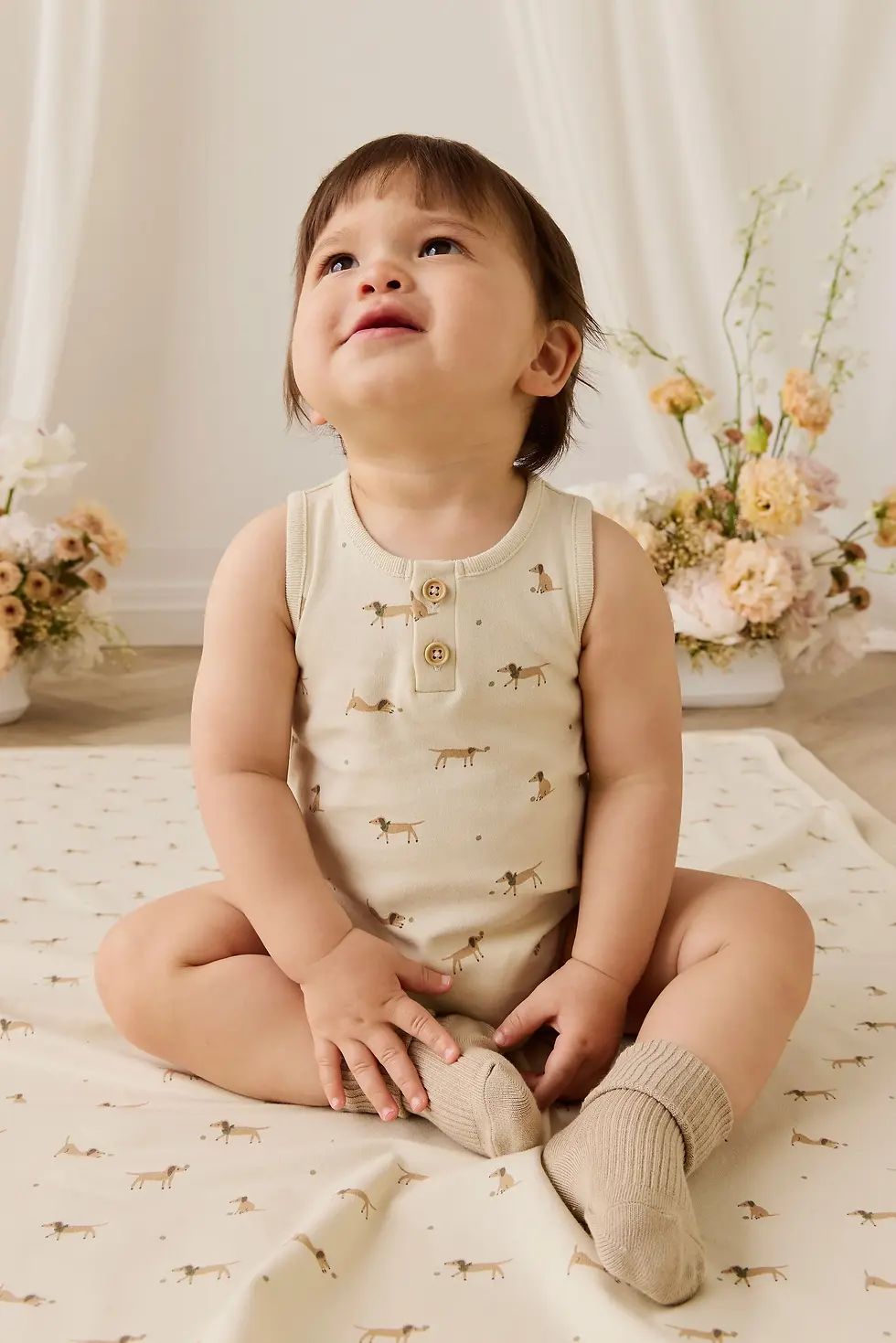 Thumbnail: Jamie Kay Organic Cotton Archie Playsuit-Play Ball Cassava Mellow Singapore Baby Store Clothes
