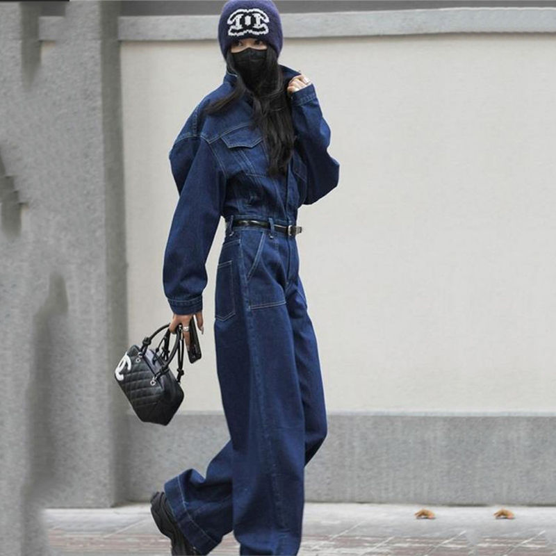 Street Denim Jumpsuit for Women | Long Sleeve Romper Vibes, Safari Chic S-2XL