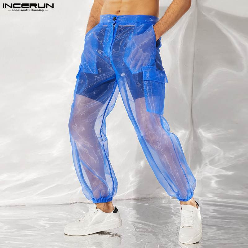 INCERUN | Men Mesh Pants Solid Color