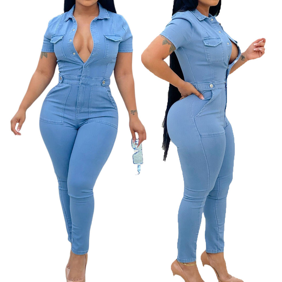 One Piece Women Denim Jumpsuits Turn Down Collar Full Sleeve Rompers Sheath Long