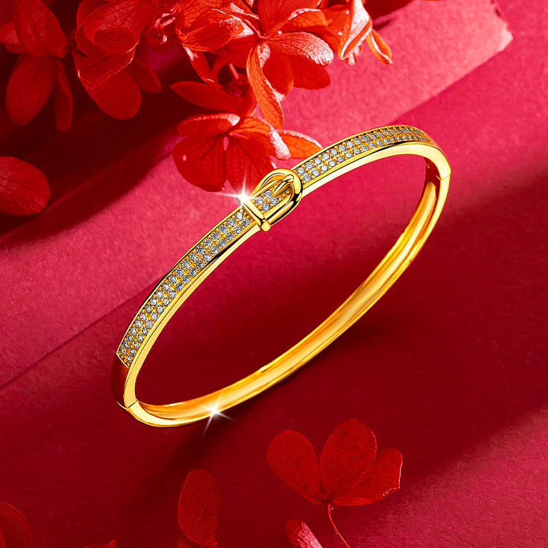 LLITYWS- Unisex 24K Gold Diamond Horseshoe Buckle Bracelet 2024