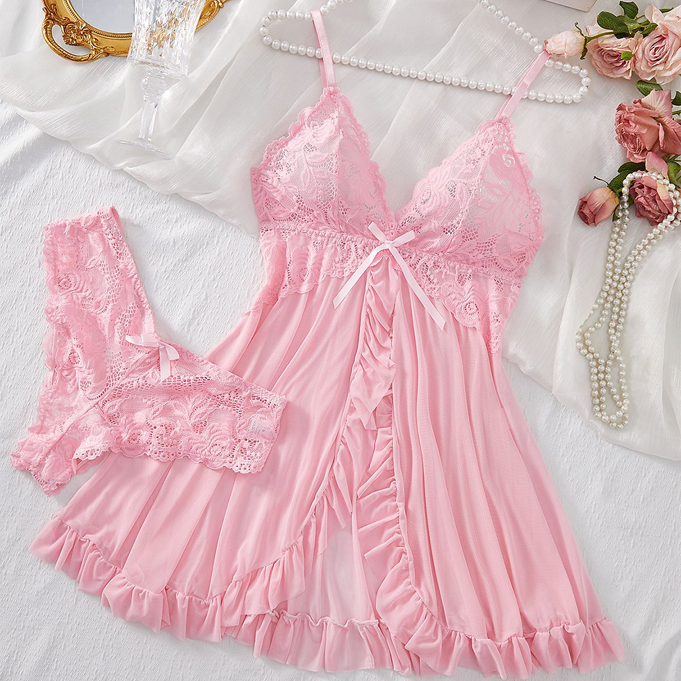Sexy Lingerie Set Women Erotic Bra Nightdress Sexy Lace Sleepwear Solid Slim Sof