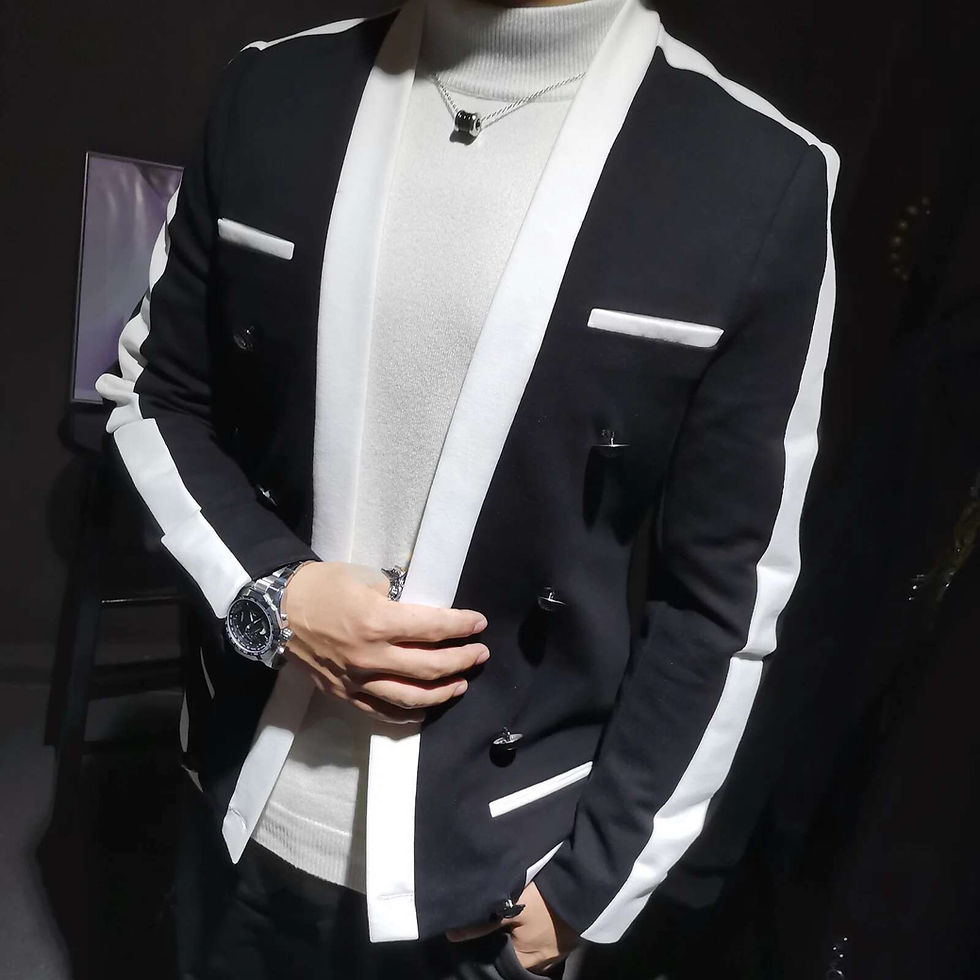 NSTOPOS | Men’s Blck-White Striped Slim-Fit Blazer – Nightclub Vibes, 4-Seas