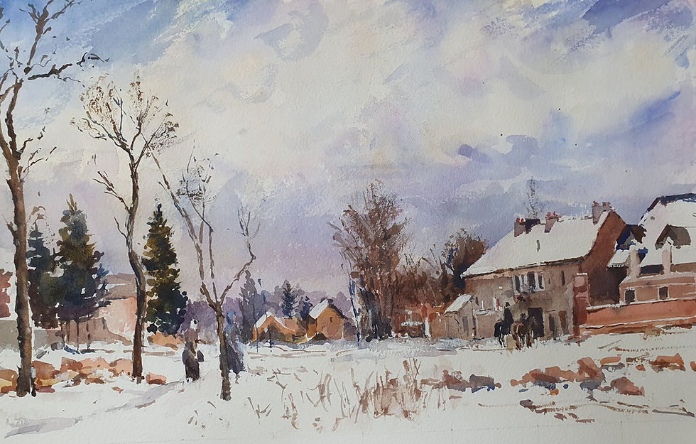 Winter Landscape - copy of Camille Pissaro oil painting