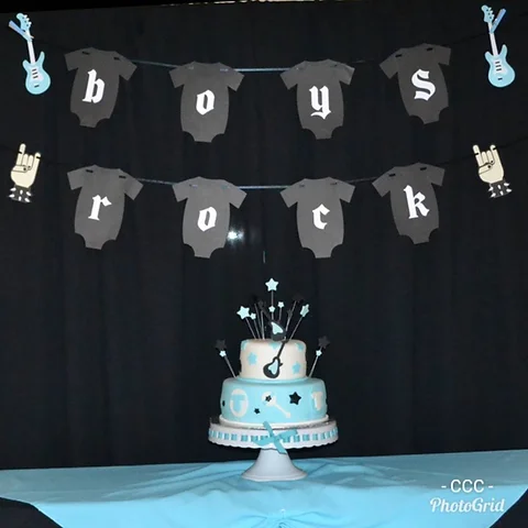 Boys Rock Banner Rock A Bye Baby Born To Rock Rockstar Baby Shower