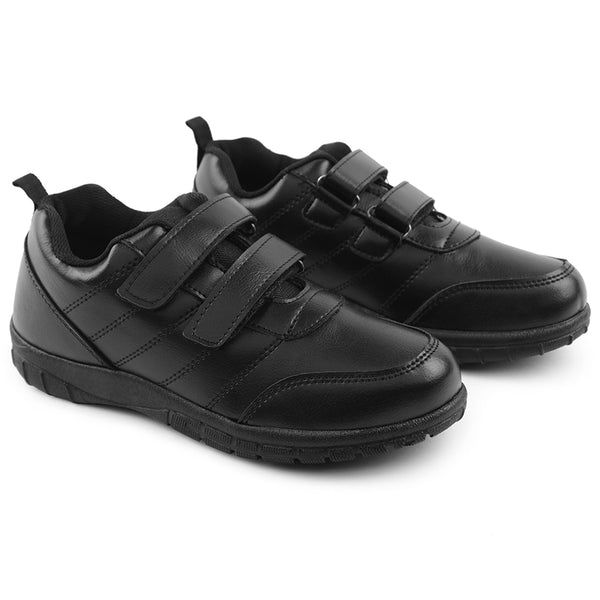Thumbnail: Prefect Black Non Lacing Uniform School Shoes For Kids SCHOOLPTMV By Liberty