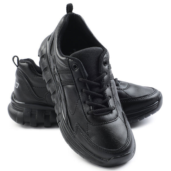 Thumbnail: Force 10 Black Lacing Uniform School Shoes For Kids 9906-02T By Liberty