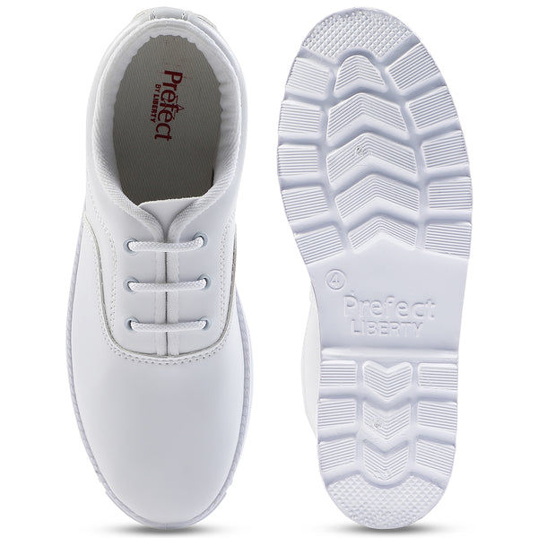 Thumbnail: Prefect White Lacing Uniform School Shoes For Kids S-BOYEXCEA By Liberty