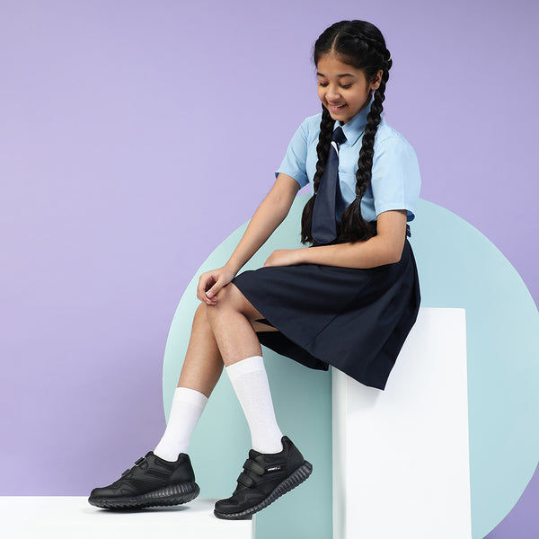 Thumbnail: Force 10 Black Velcro Uniform School Shoes For Kids 9906-90VGN By Liberty