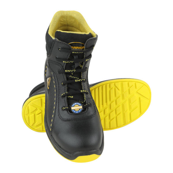 Thumbnail: Warrior Genuine Leather Ankle Boot Black Steel Toe Safety Boots for Men