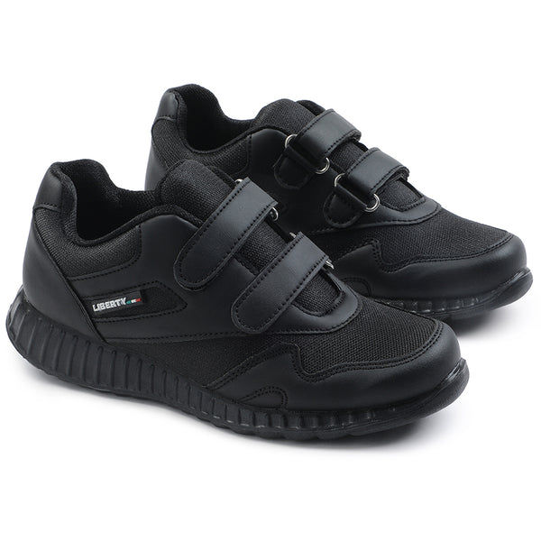 Thumbnail: Force 10 Black Velcro Uniform School Shoes For Kids 9906-90VGN By Liberty