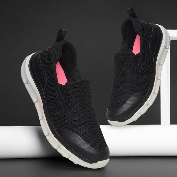 Thumbnail: Leap7x Black Non Lacing Sports Walking Shoes For Women BRISBEN10E By Liberty